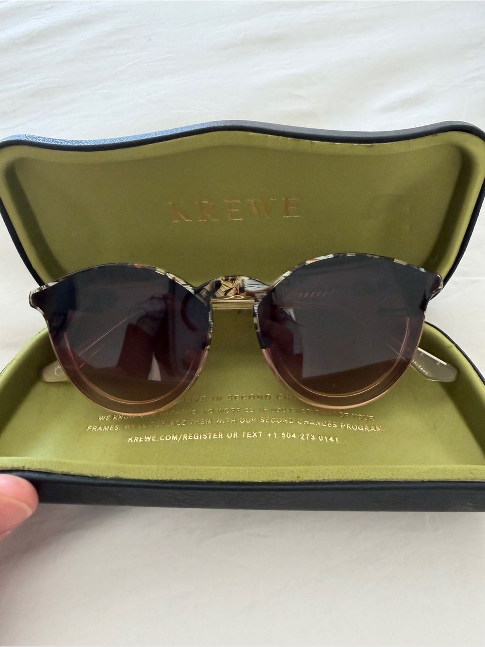 KREWE Women's Brown Tortoiseshell Round Sunglasses Collins